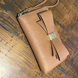 Betsey Johnson Tan Wristlet with Bow